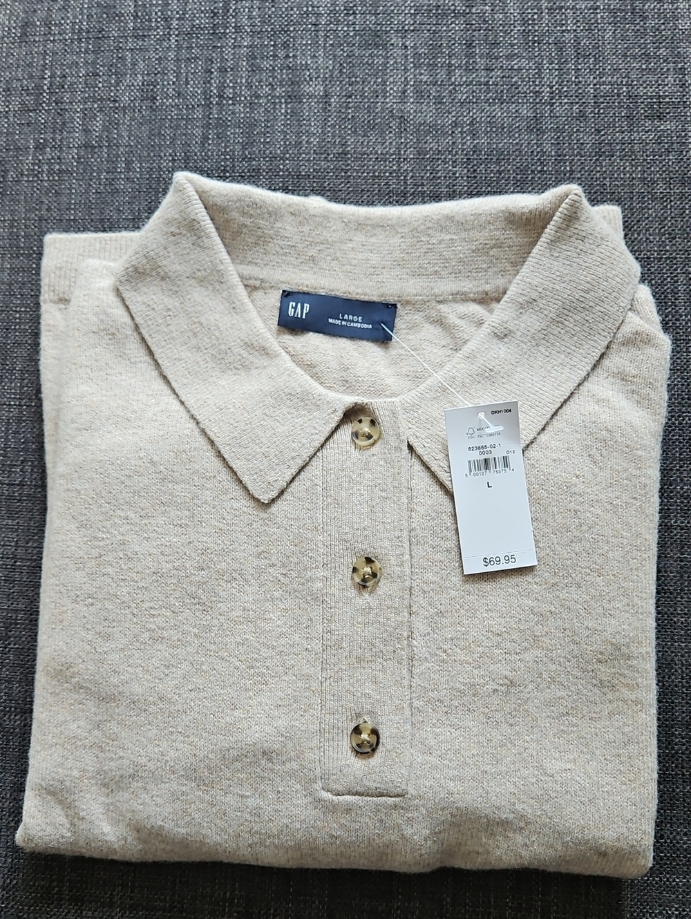 GAP Tan Long Sleeve Polo Knit Top